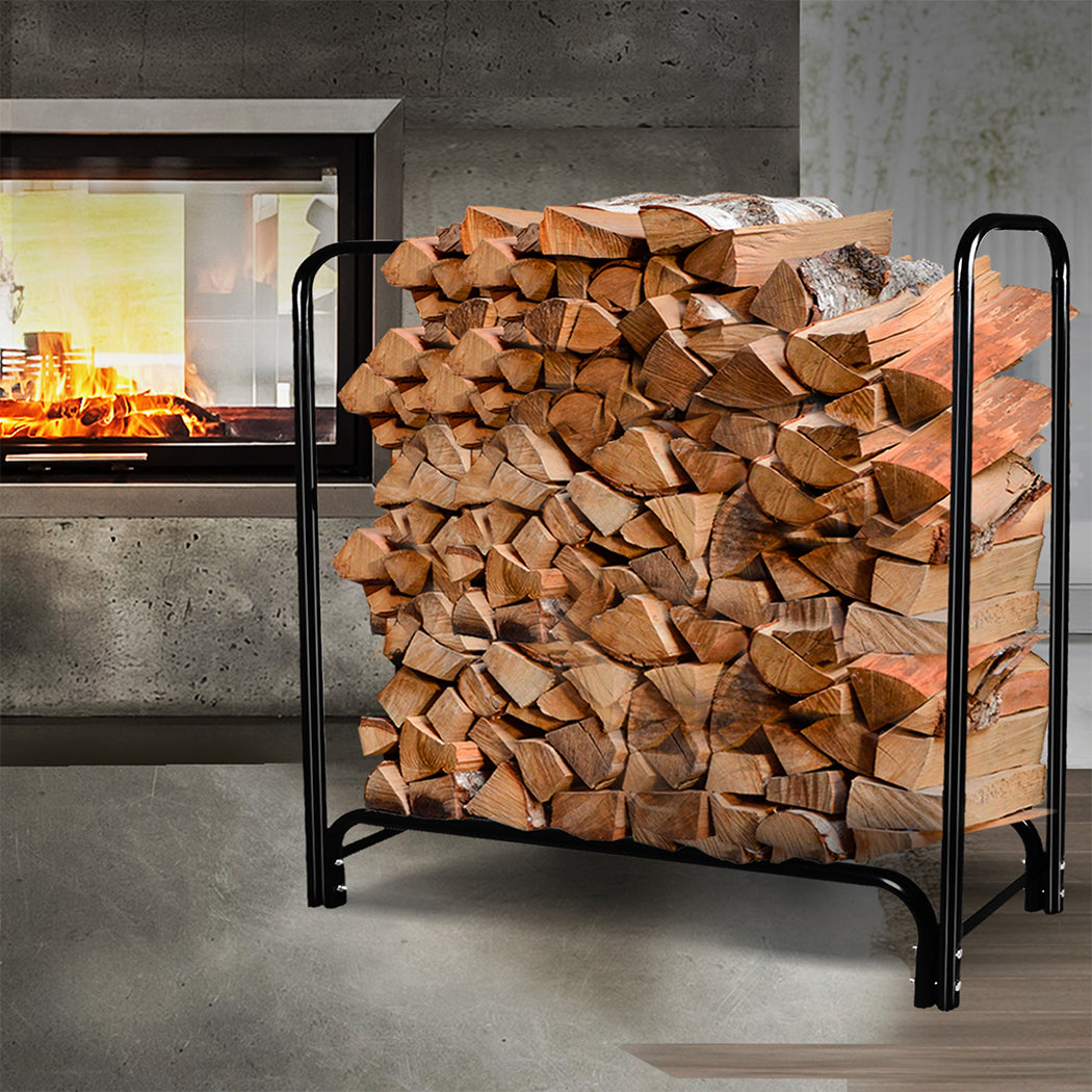 Traderight Firewood Rack Holder 4FT Fireplace Tool Log Wood Steel  Large Storage