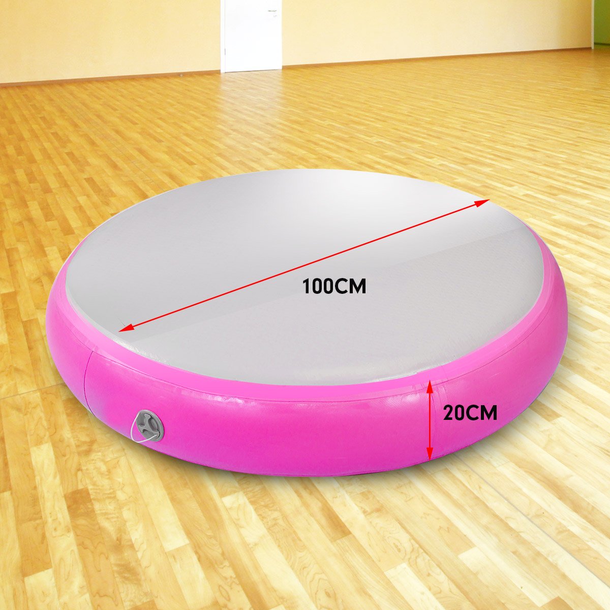 1m Air Spot Round Inflatable Gymnastics Tumbling Mat with Pump - Pink