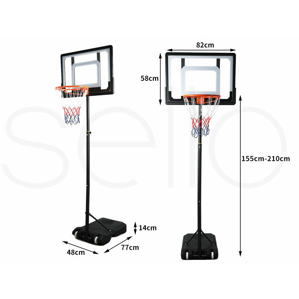 Basketball Hoop Stand System Ring Portable 2.1M Adjustable Height Kids In Ground