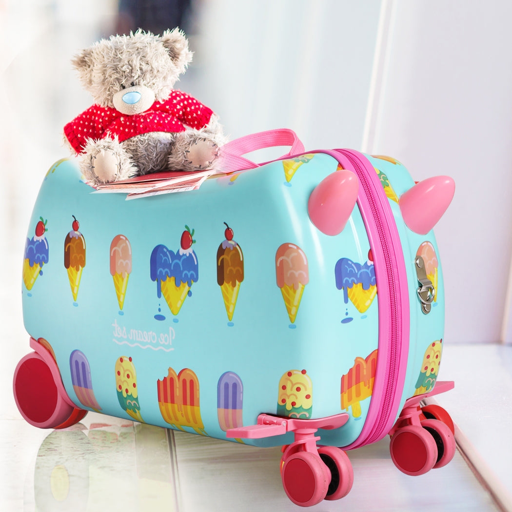 BoPeep Kids Ride On Suitcase Children Travel Luggage Carry Bag Trolley Ice Cream
