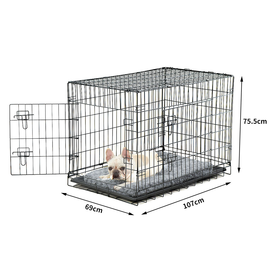 PaWz Pet Dog Cage Crate Metal Carrier Portable Kennel With Bed 42"