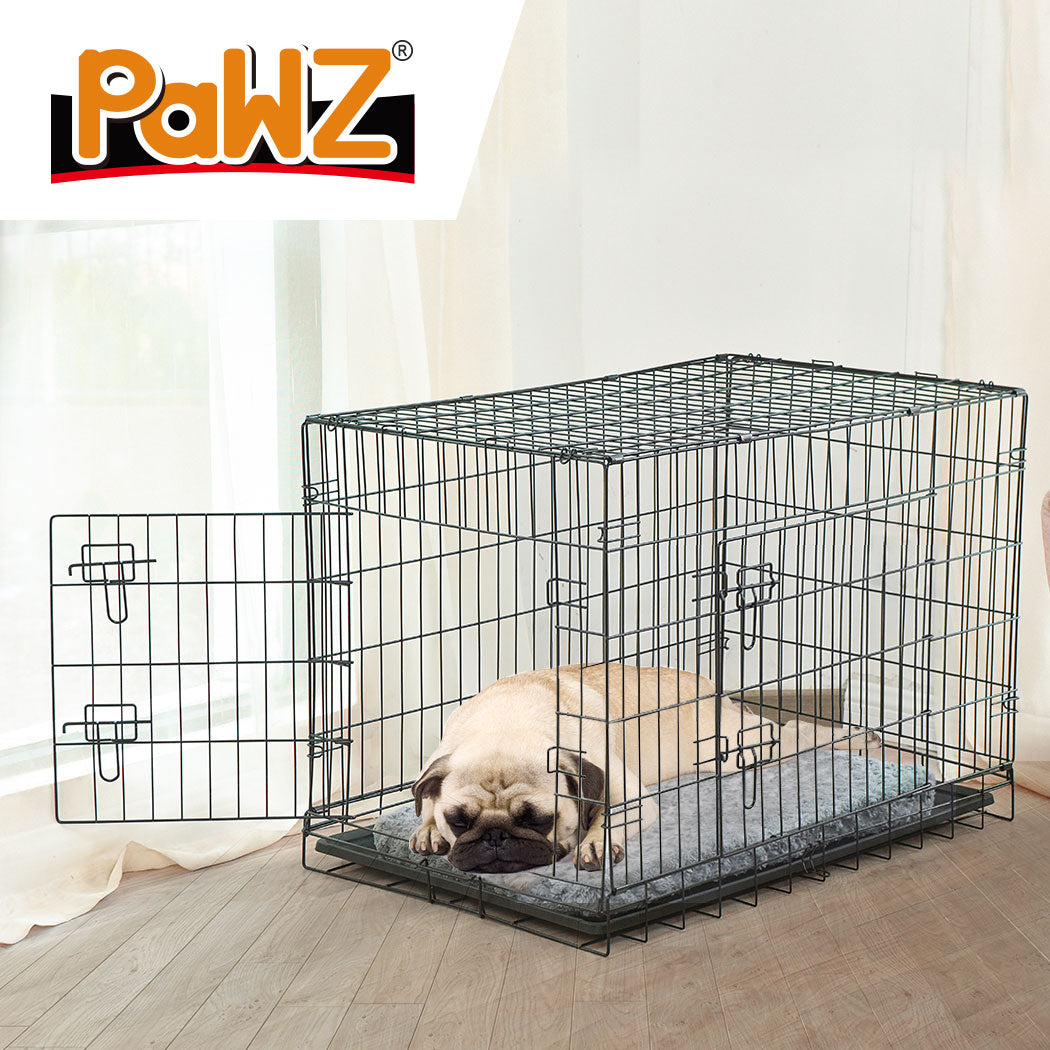 PaWz Pet Dog Cage Crate Metal Carrier Portable Kennel With Bed 42"