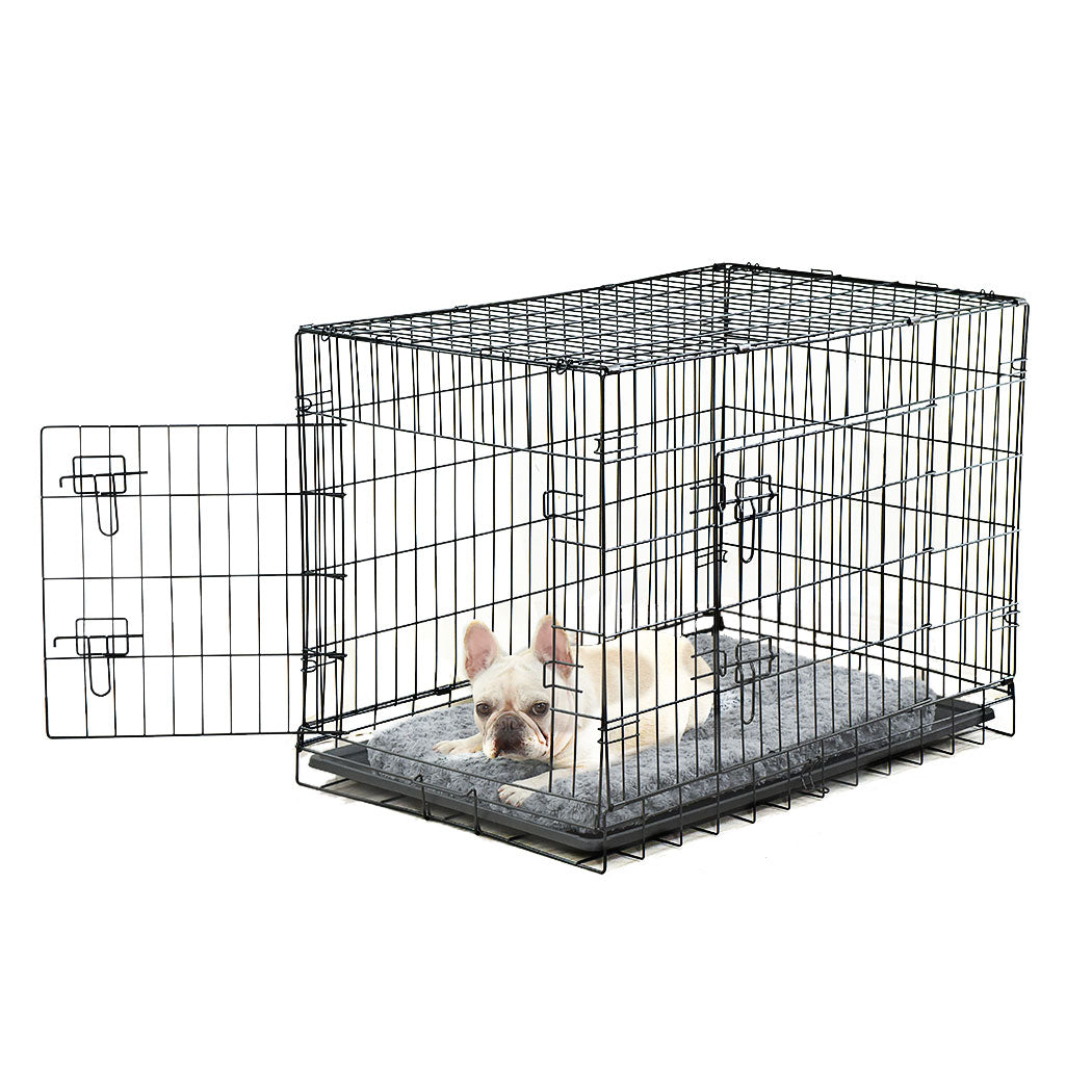 PaWz Pet Dog Cage Crate Metal Carrier Portable Kennel With Bed 42&quot;