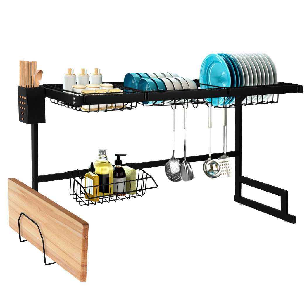 Dish Drying Rack Over Sink Stainless Steel Black Dish Drainer Organizer 2 Tier