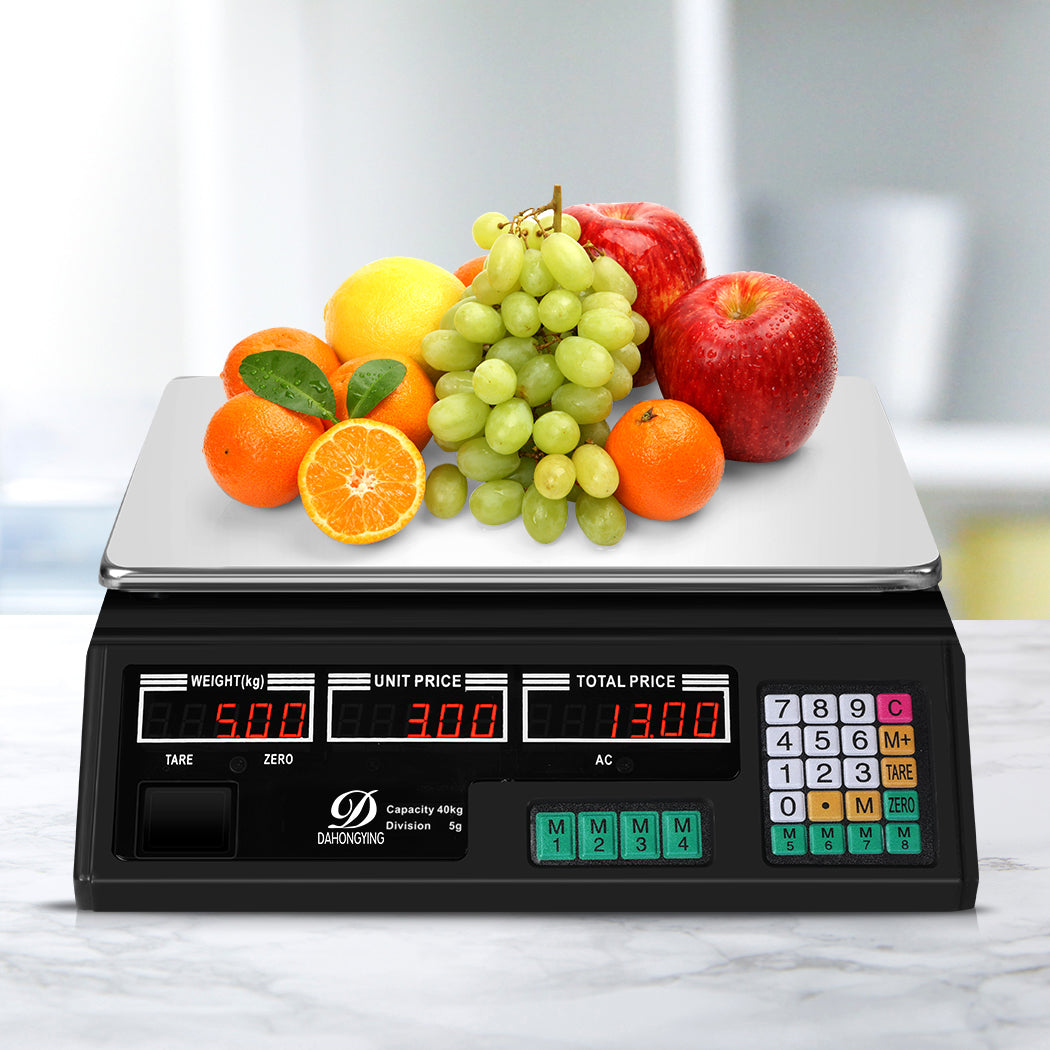 Commercial Digital Kitchen Scales LCD Shop 40KG Food Weight Electronic Scale