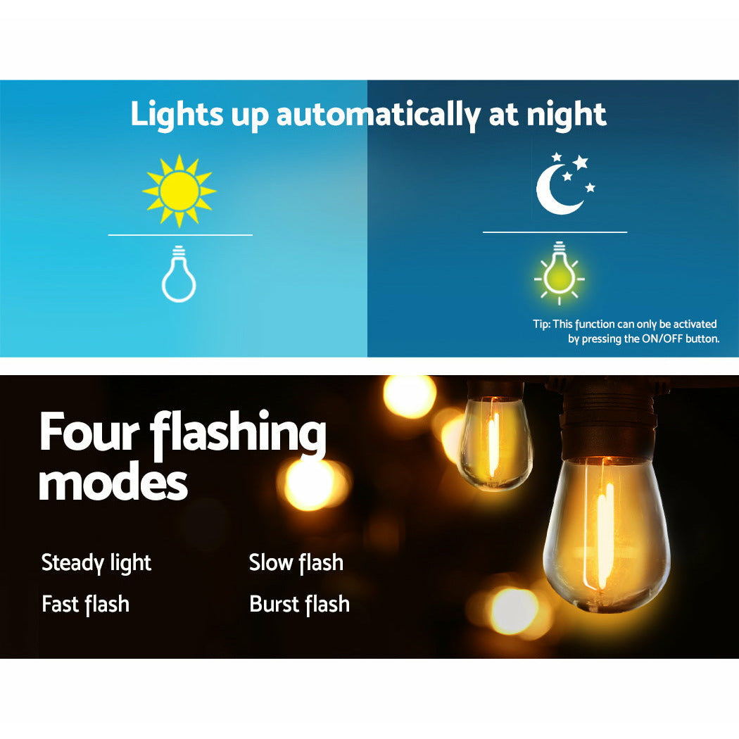 Jingle Jollys 17m Festoon String Lights Solar Wedding Party Waterproof Outdoor