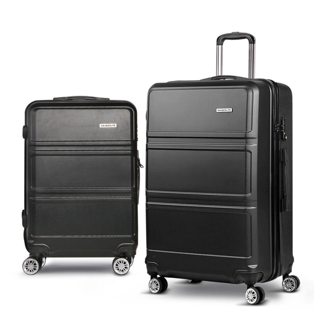 Wanderlite 28&quot; Luggage Trolley Travel Suitcase Set TSA Lock Hard Case Black