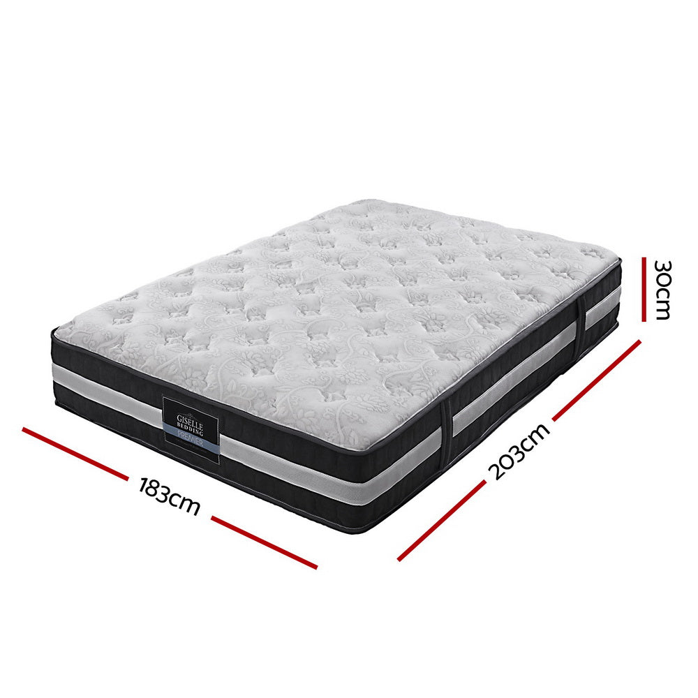 Giselle Bedding Lotus Tight Top Pocket Spring Mattress 30cm Thick King