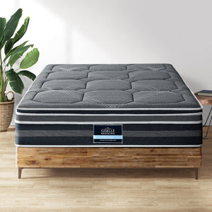 Giselle 35CM QUEEN Mattress Bed 7 Zone Dual Euro Top Pocket Spring Medium Firm