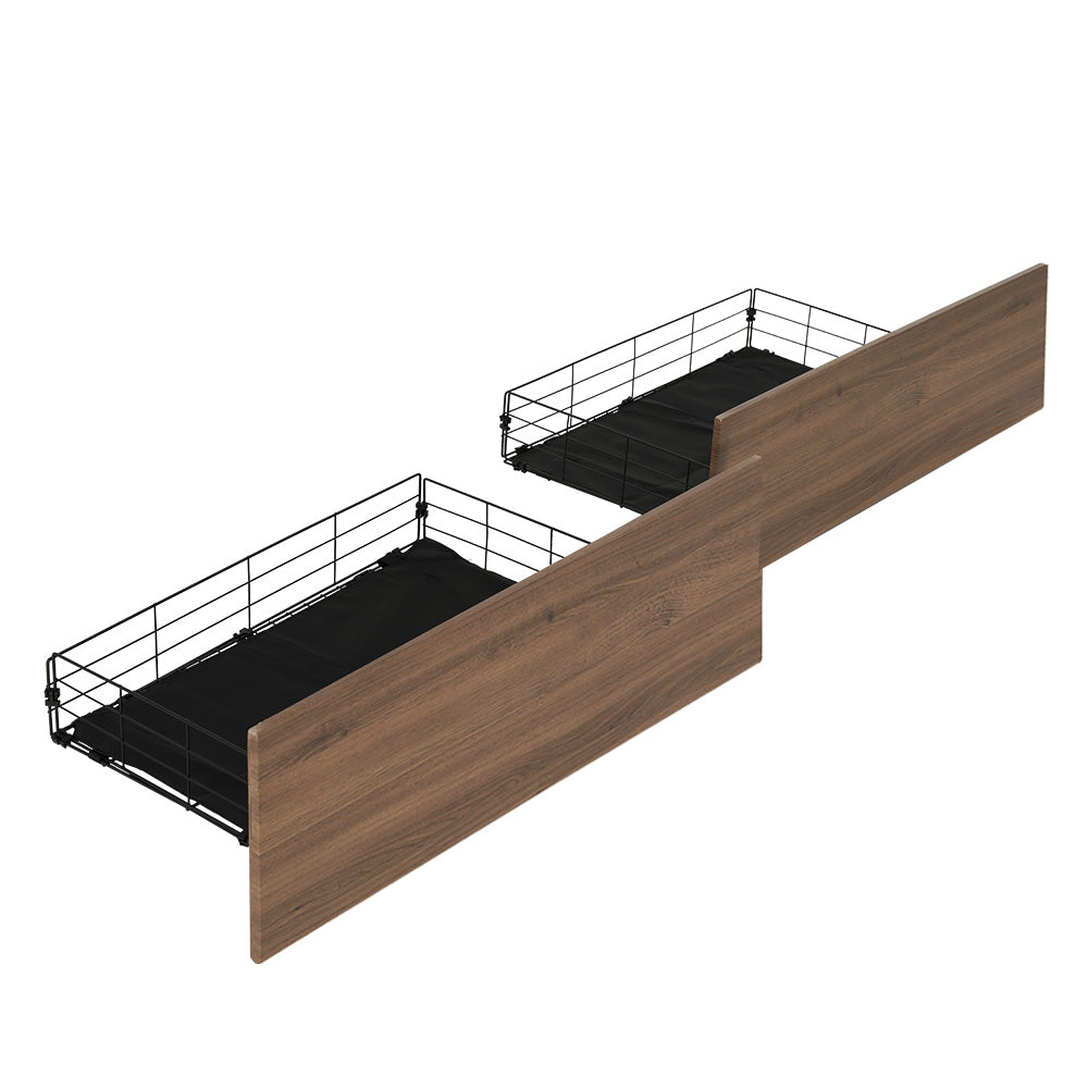 Artiss 2x Trundle Drawers for Metal Bed Frame Storage with Wheels Balck &amp; Walnut
