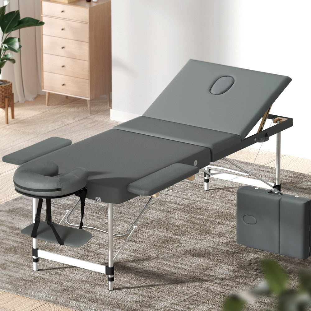 Zenses Massage Table Portable Aluminium 2 Fold Massages Bed Beauty Therapy 55cm