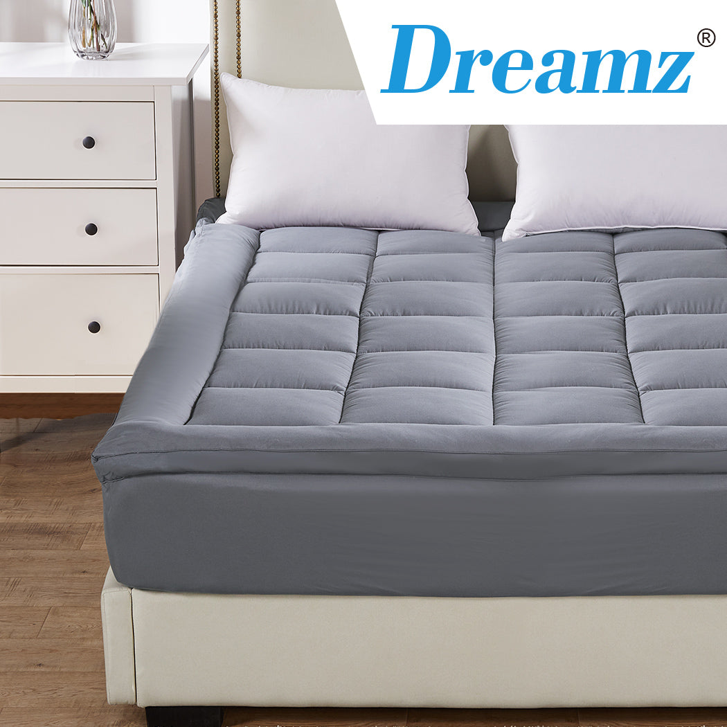 Dreamz Mattress Topper Bamboo Fibre Luxury Pillowtop Mat Protector Cover Queen