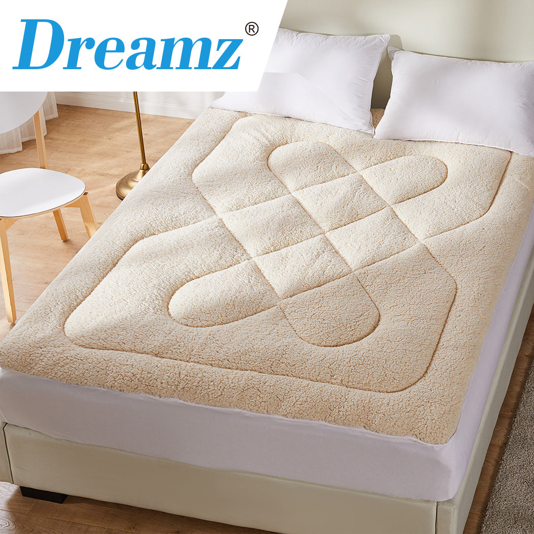 Dreamz Mattress Topper 100% Wool Underlay Reversible Mat Pad Protector King