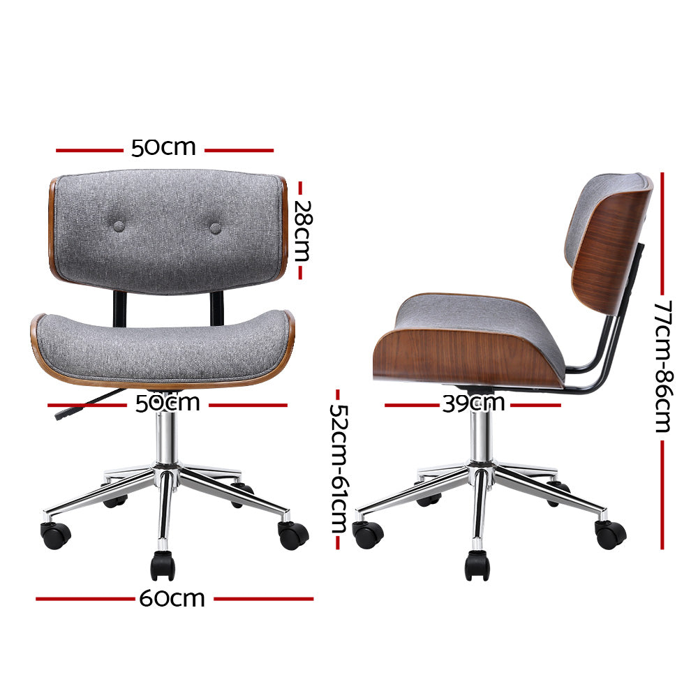 Artiss Wooden Fabric Office Chair Grey