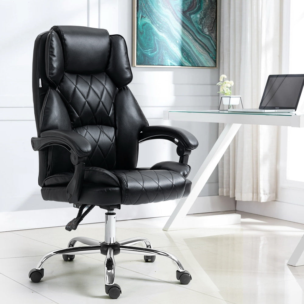 Artiss Executive Office Chair Leather Gaming Computer Desk Chairs Recliner Black