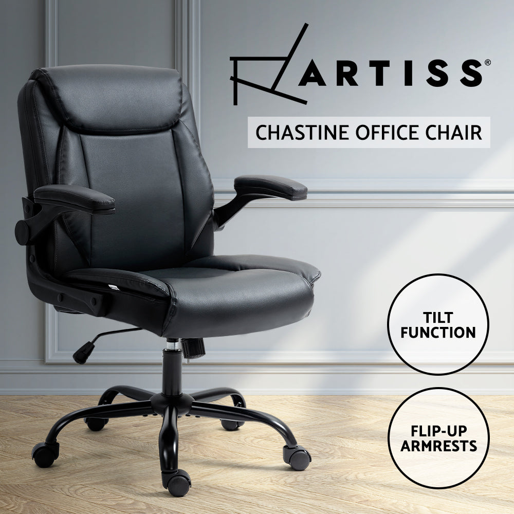 Artiss Office Chair Leather Computer Desk Chairs Executive Gaming Study Black