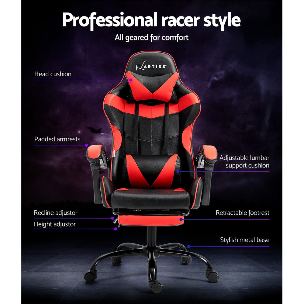 Artiss Office Chair Gaming Computer Executive Chairs Racing Seat Recliner Red