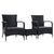 Outdoor Furniture Patio Set Wicker Outdoor Conversation Set Chairs Table 3PCS