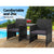 Gardeon Outdoor Setting Wicker Loveseat Birstro Set Patio Garden Furniture Black