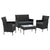 Gardeon Outdoor Furniture Lounge Setting Wicker Patio Dining Set w/Storage Cover Black