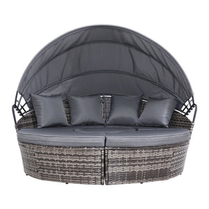 Gardeon Outdoor Lounge Setting Sofa Patio Furniture Wicker Garden Rattan Set Day Bed Grey