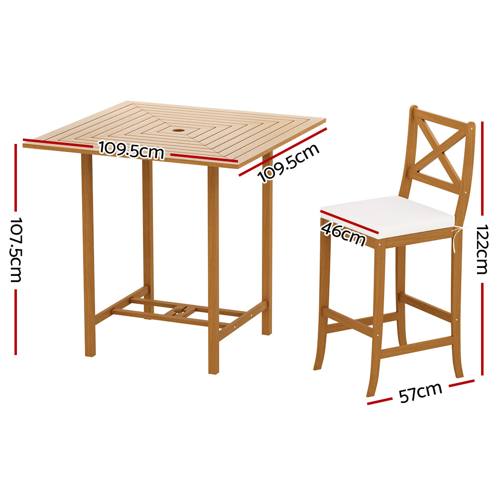 Gardeon Outdoor Bar Table 6 Chairs Stools Set Patio Dining Furniture Acacia Wood