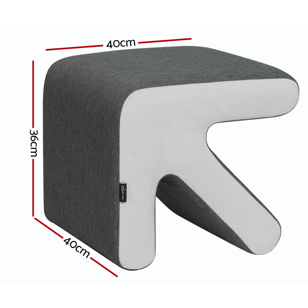Artiss Arrow Ottoman Foot Stool Fabric Foot Rest Footstool Padded Seat Grey