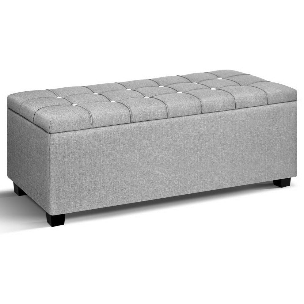 Artiss Storage Ottoman Footstool Blanket Box Foot Stool Bench Toy Seat Grey