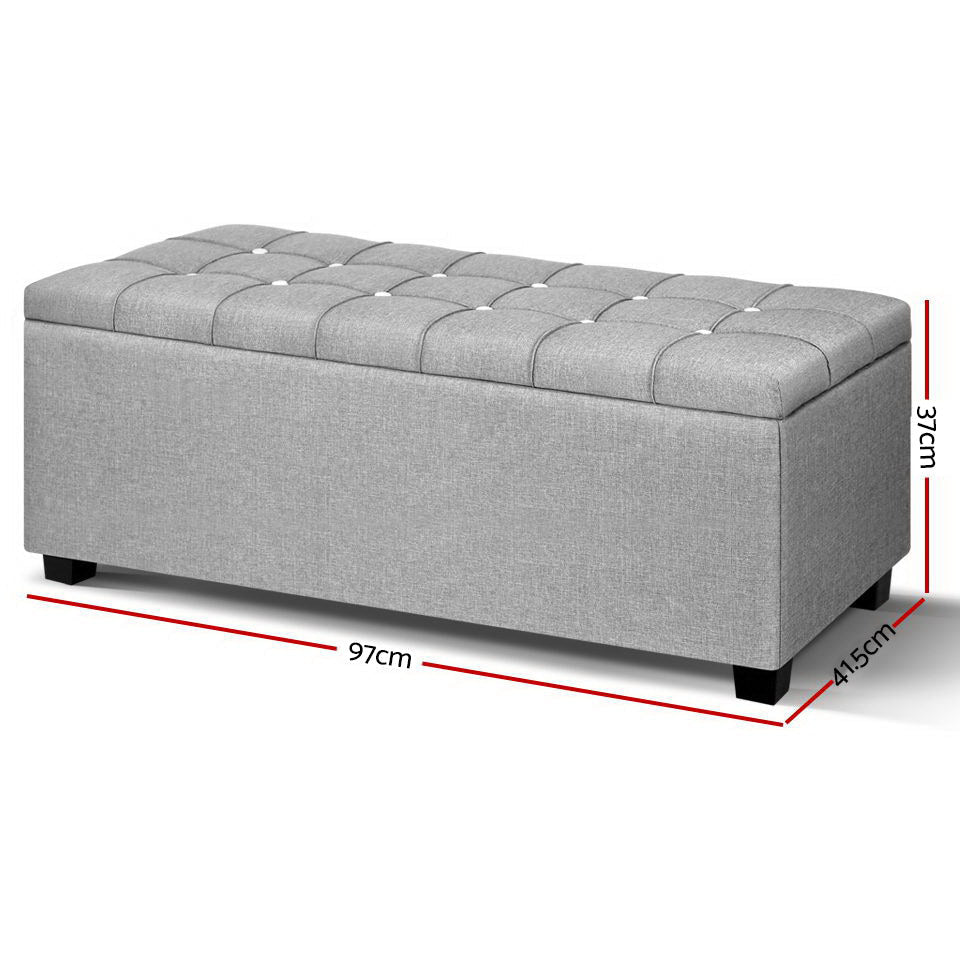 Artiss Storage Ottoman Footstool Blanket Box Foot Stool Bench Toy Seat Grey