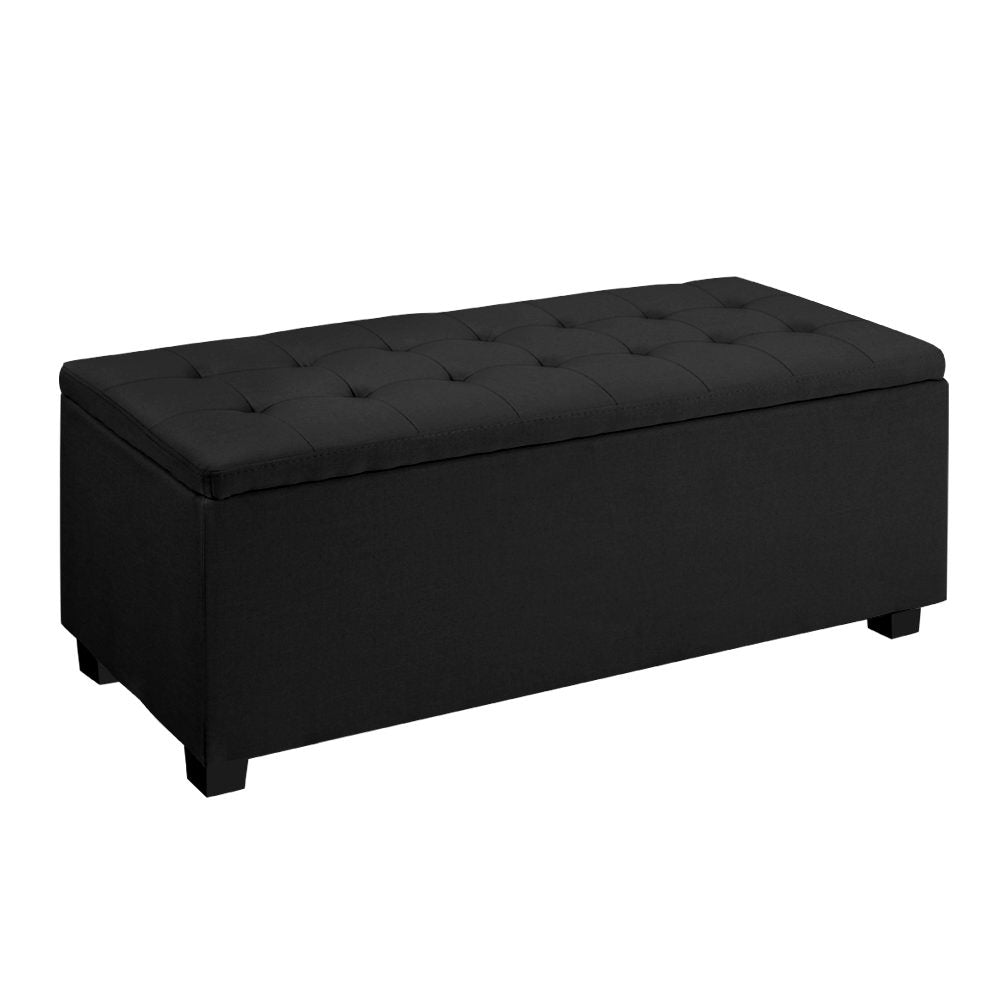 Artiss Storage Ottoman Blanket Box Black Fabric Footstool Chest Couch Seat Toy