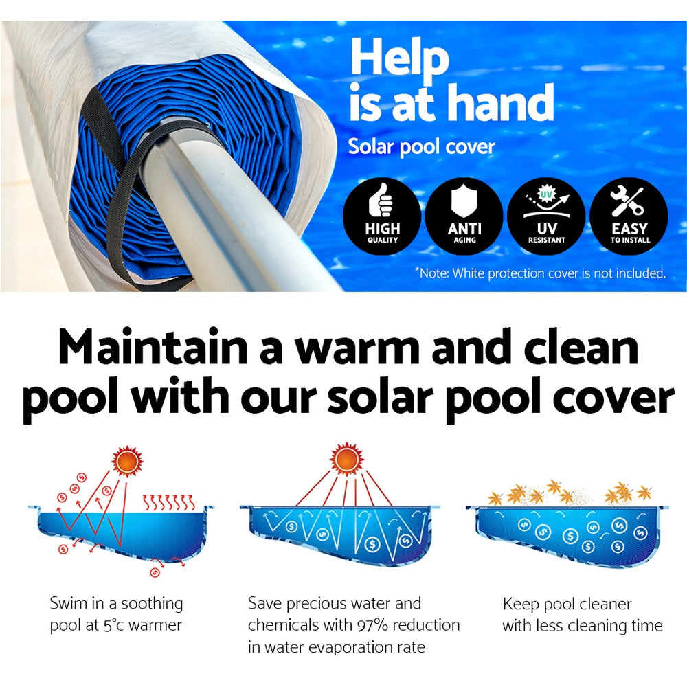 Aquabuddy Solar Swimming Pool Cover Roller Blanket Bubble Heater 11x4.8m Covers