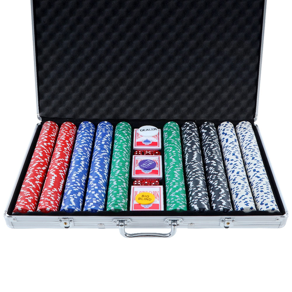 Poker Chip Set 1000PC Chips TEXAS HOLD&#39;EM Casino Gambling Dice Cards
