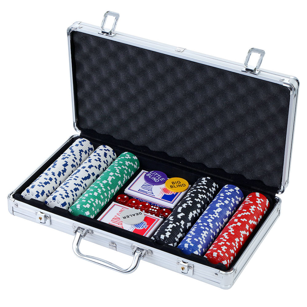 Poker Chip Set 300PC Chips TEXAS HOLD&#39;EM Casino Gambling Dice Cards