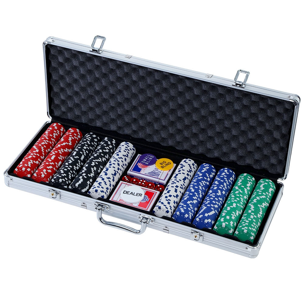 Poker Chip Set 500PC Chips TEXAS HOLD&#39;EM Casino Gambling Dice Cards
