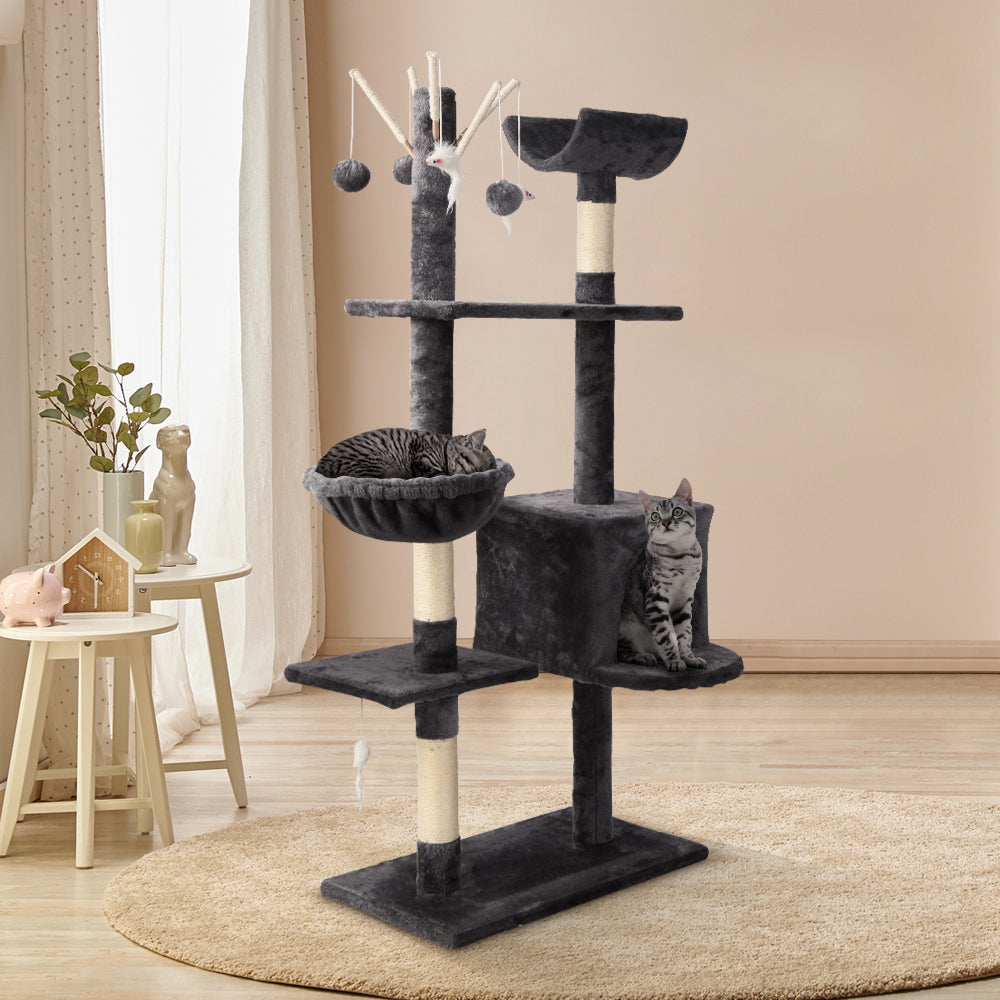 i.Pet Cat Tree 140cm Trees Scratching Post Scratcher Tower Condo House Furniture Wood