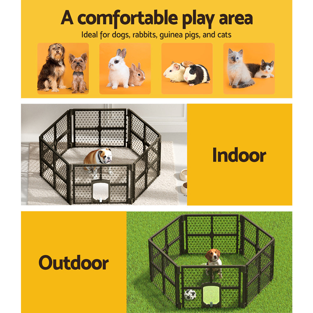 i.Pet Pet Dog Playpen Enclosure 6 Panel Fence Puppy Cage Plastic Play Pen Fold