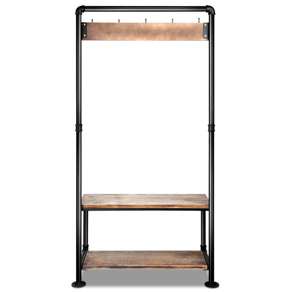 Artiss Clothes Shoe Rack Vintage Coat Stand Entryway Wooden Shelf
