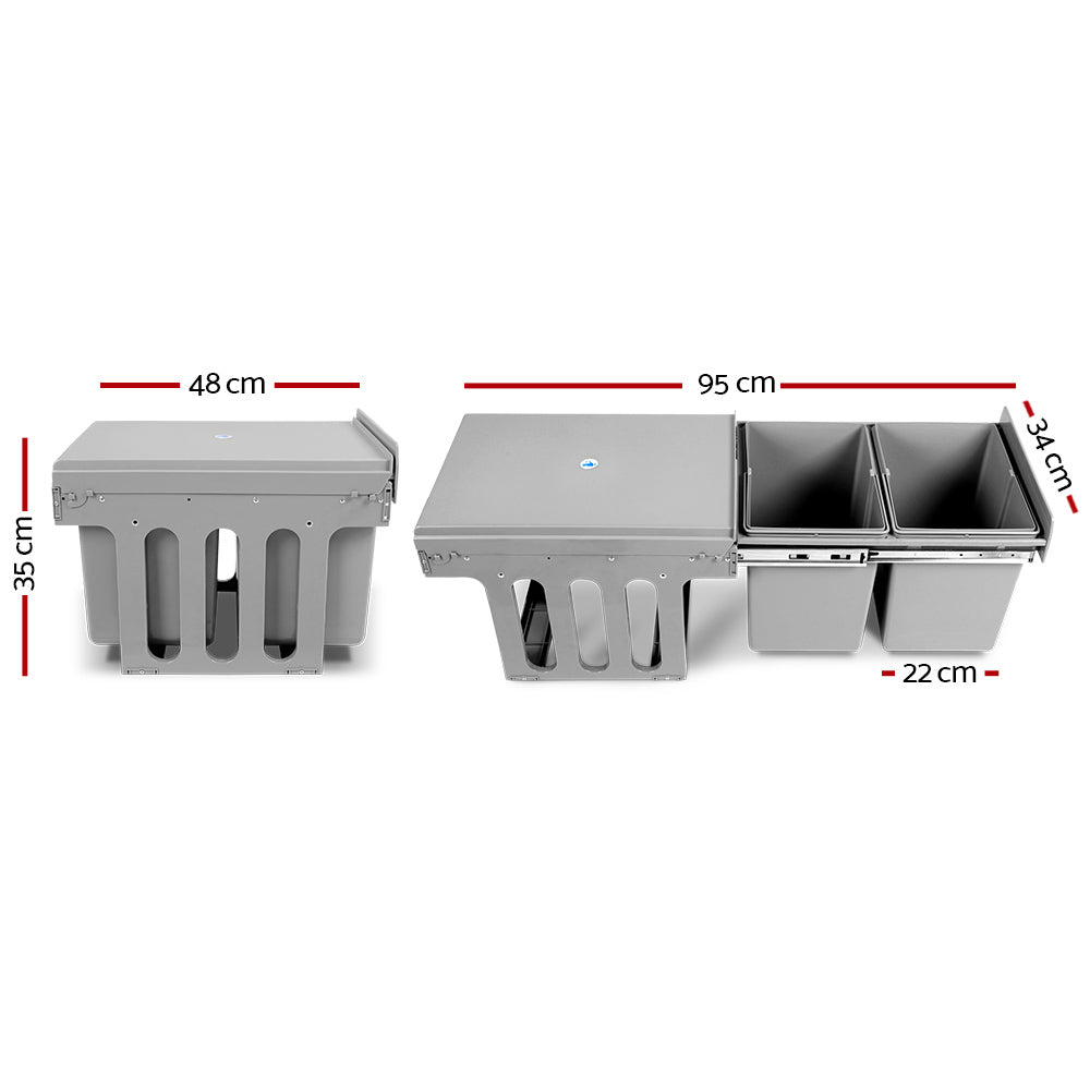 Cefito 2x15L Pull Out Bin - Grey