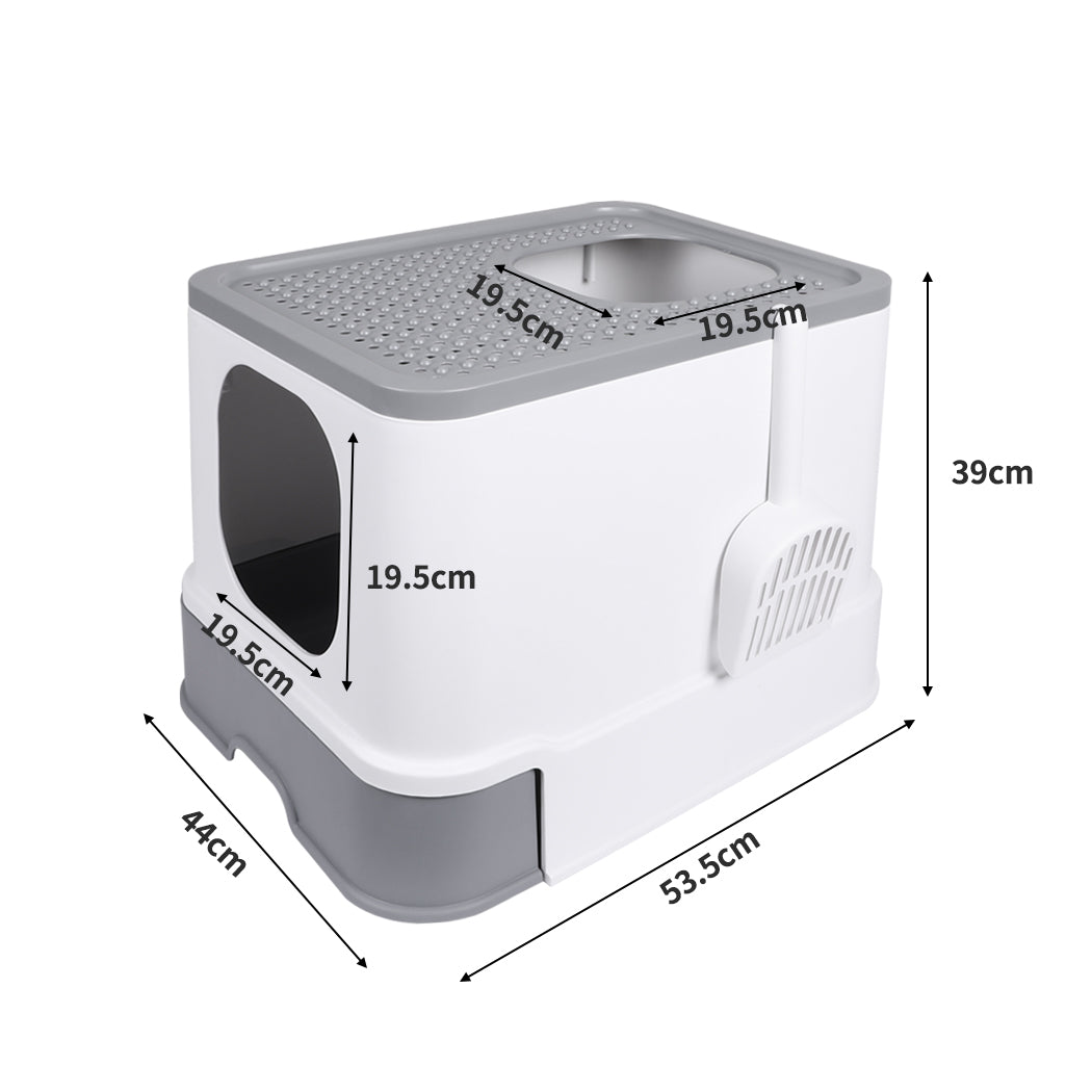 Cat Litter Box Fully Enclosed Kitty Toilet Trapping Sifting Odor Control Basin