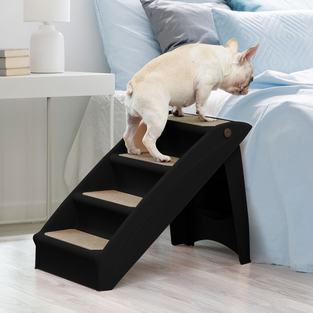 Pet Stairs Ramp Steps Portable Foldable Climbing Ladder Soft Washable Dog Black