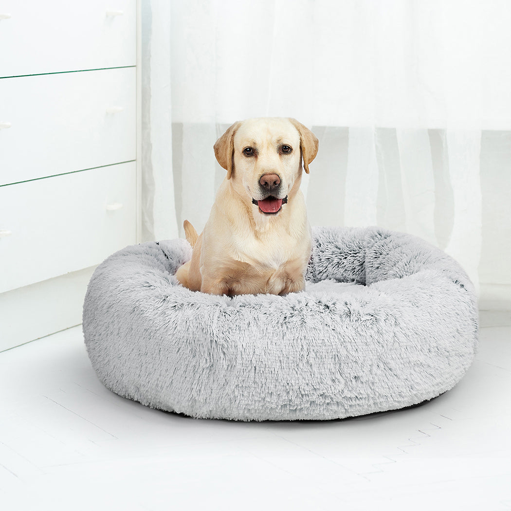 PaWz Pet Bed Cat Dog Donut Nest Calming Mat Soft Plush Kennel M