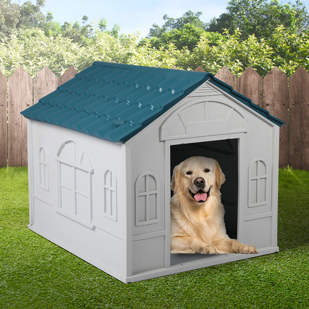 PaWz Dog Kennel Outdoor Indoor Pet Plastic Garden Large House Weatherproof Outside