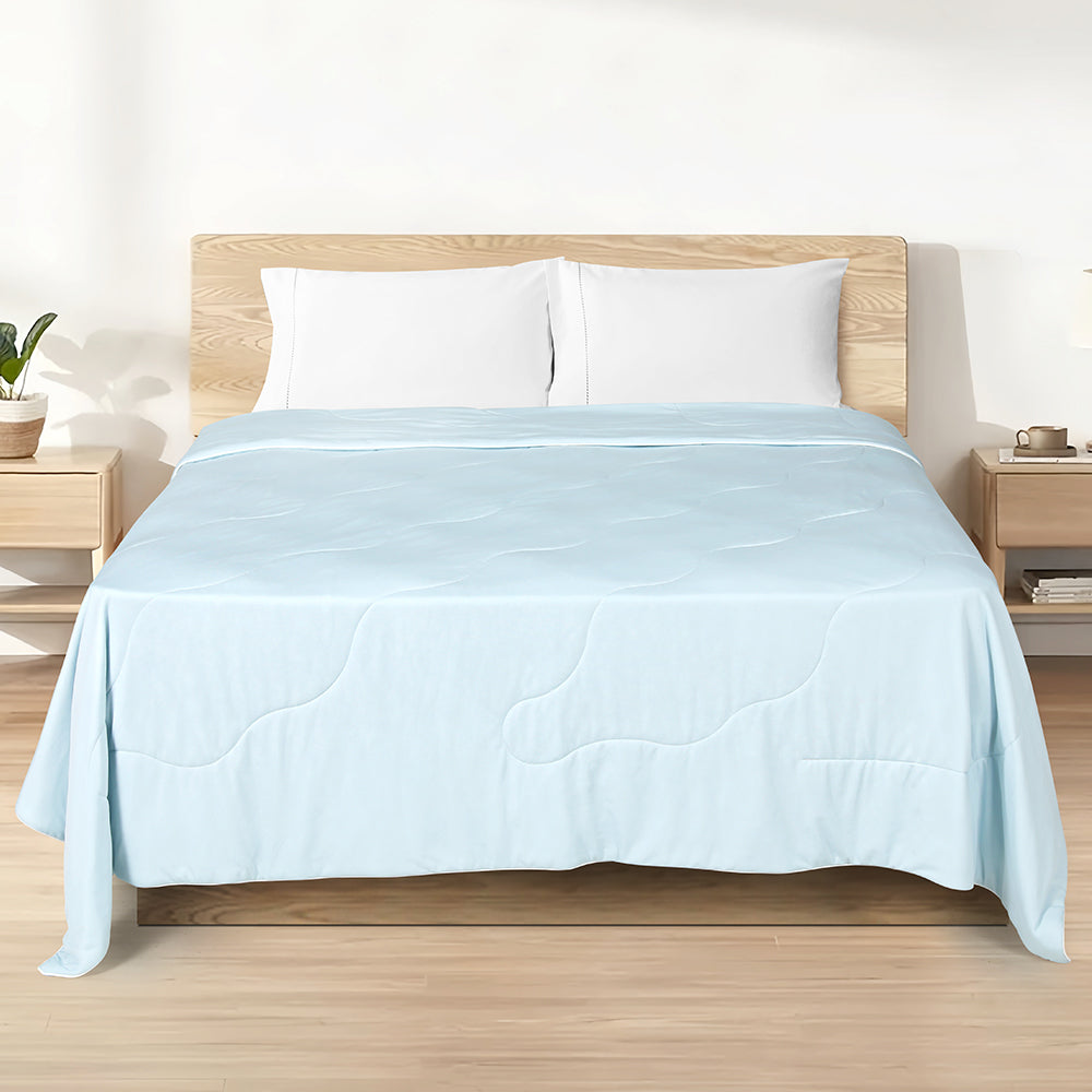 Giselle Cooling Comforter Lightweight Summer Quilt Blanket Cover Blue Double
