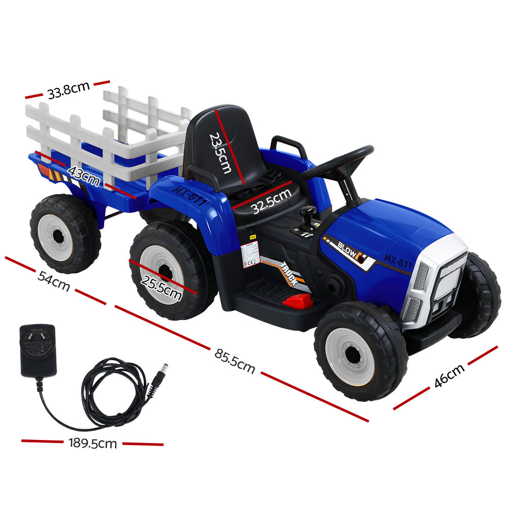 Rigo Ride On Car Tractor Toy Kids Electric Cars 12V Battery Child Toddlers Blue