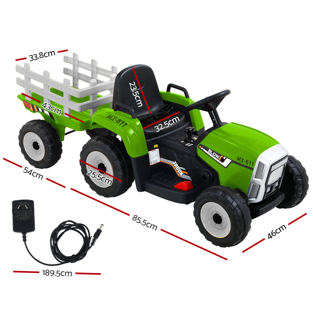 Rigo Ride On Car Tractor Toy Kids Electric Cars 12V Battery Child Toddlers Green