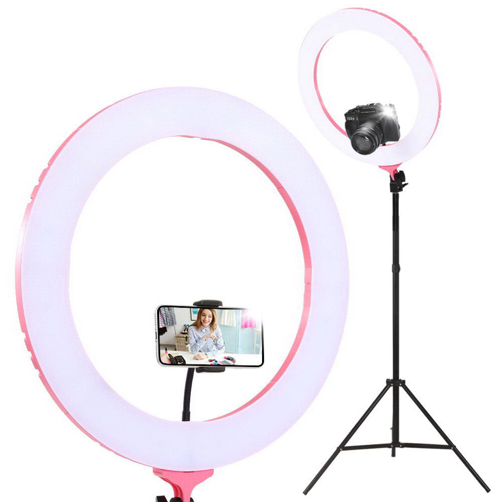 Embellir Ring Light 19&quot; LED 5800LM Dimmable Diva With Stand Make Up Studio Video Pink