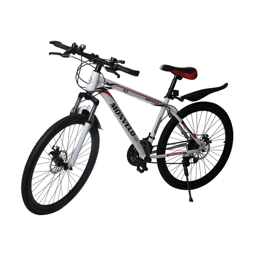 26&#39;&#39; Mountain Bike 21 Speed Bicycle Front Suspension Men Carboon Steel Red Wihte