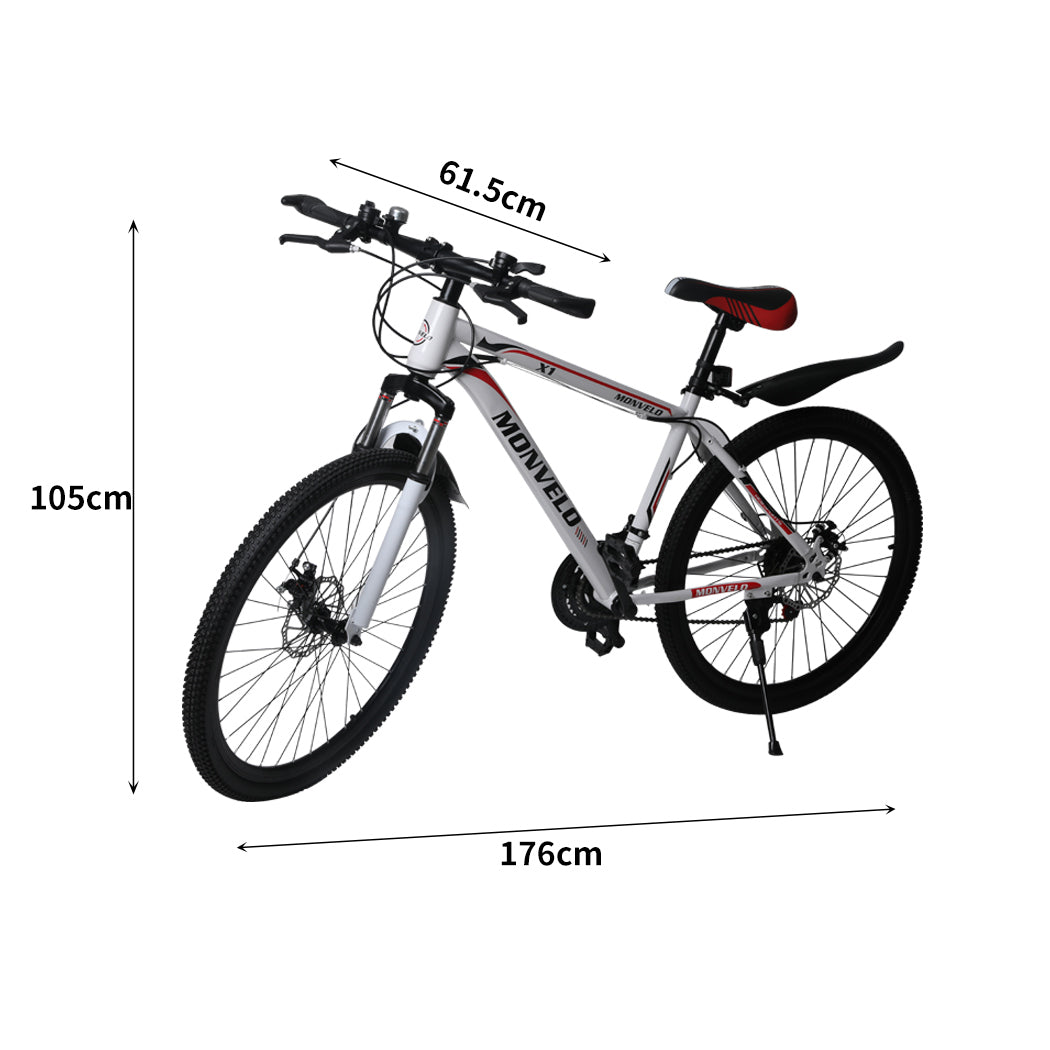 21Speed Bike 27.5'' Moutain Bicycle Dual Disc Brake Front Suspension White Women