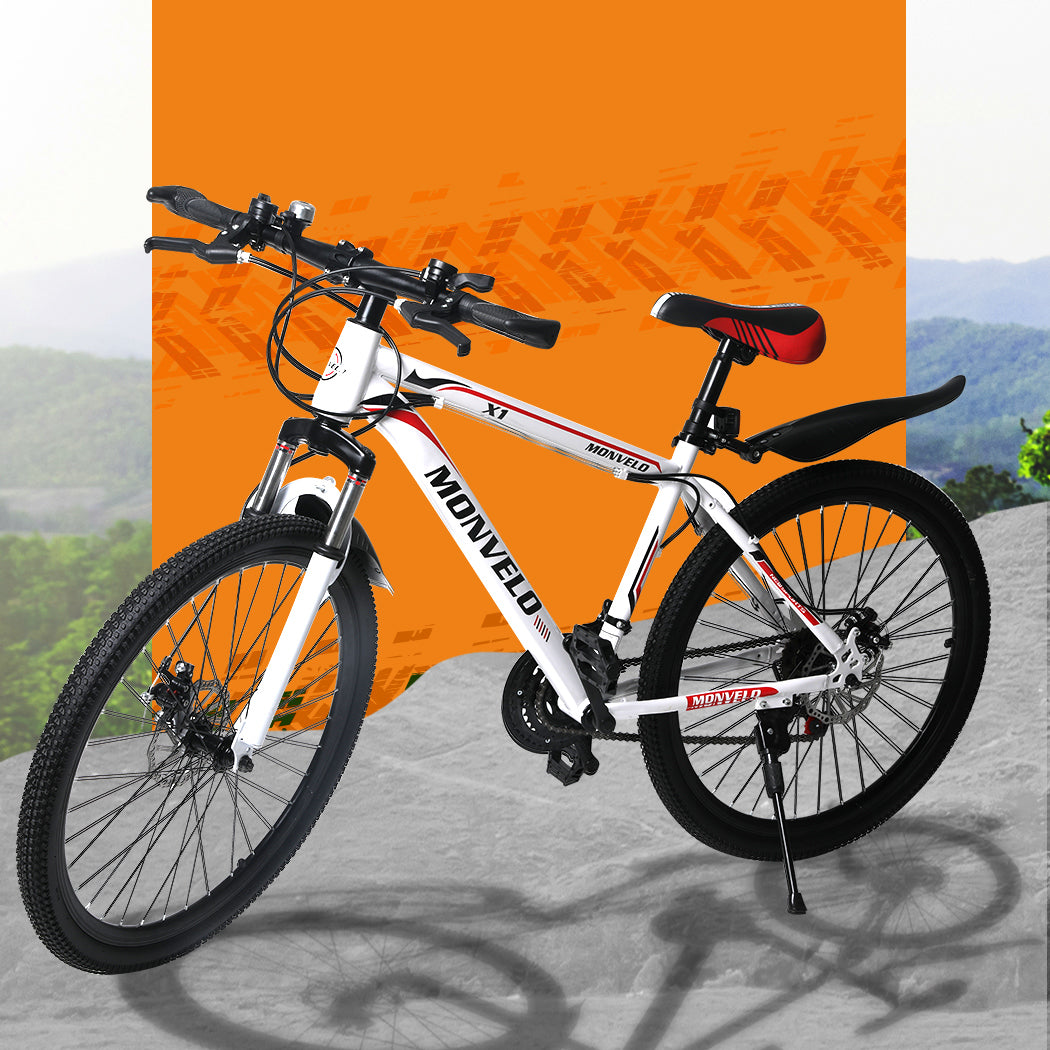 21Speed Bike 27.5'' Moutain Bicycle Dual Disc Brake Front Suspension White Women