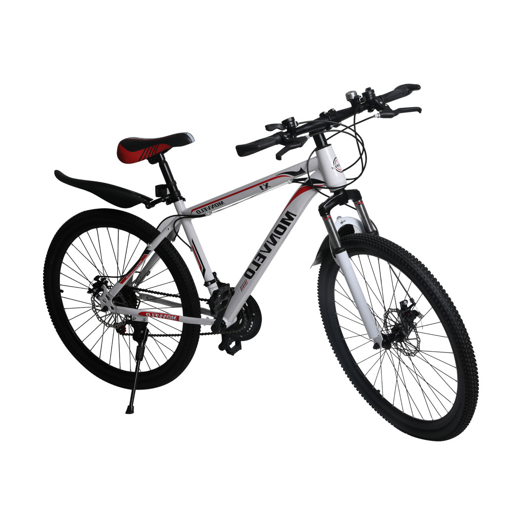 29'' Mountain Bicycle White Racing Bike 21 Speed Dual Disc Brake Carbon Steel